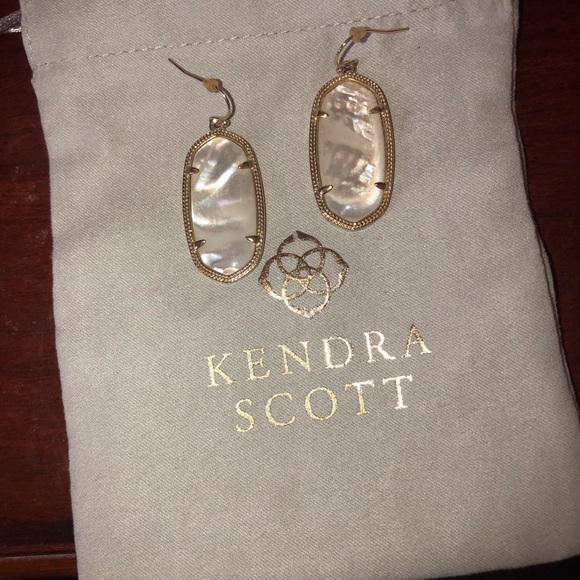 Elle Gold Drop Earrings in Ivory Pearl - Picture 4 of 4